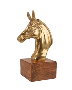Statue de tête de cheval en laiton de qualité supérieure, sculpture équestre sur base en bois, décoration pour la maison ou le bureau, cadeau disponible au prix de gros - Product Image 6