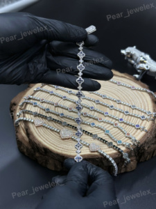 สร้อยข้อมือมอสซาไนต์หรูหราประดับดอกไม้ เงินแท้ 925 ชุบโรเดียม สำหรับผู้หญิง สไตล์งานแต่งงาน - Product Image 5