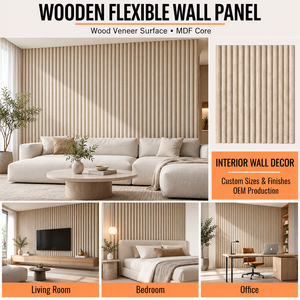 Panneau mural flexible en placage de bois, design moderne minimaliste 3D, décoration intérieure pour la maison, le bureau, panneau mural flexible en bois - Product Image 4