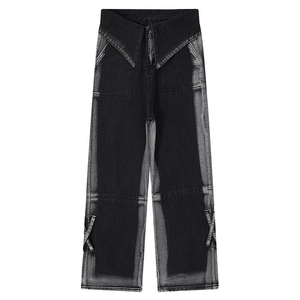 Jeans Baggy de Mezclilla Lavada para Hombre, Estilo Urbano, Cintura Media, Precio Bajo, Venta al Por Mayor - Product Image 1