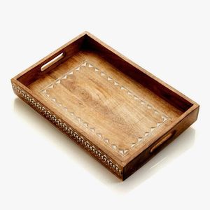 New Arrival Elegant Wooden <b>Tray</b> Set With Beaded Edge Square Serving Platters <b>Kitchen</b> Home Decor Organizer <b>Tray</b> Set - Product Image 5
