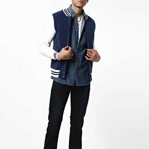 Men's Baseball Varsity <b>Jacket</b> Patchwork Hooded Stand Collar Eco-Friendly Windproof <b>Fleece</b> <b>Lining</b> - Product Image 3
