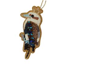 Adorno Colgante de Pájaro Bordado a Mano con Técnica Zardozi |   Tela con Cuentas y Bordado Zari para Decoración de Paredes y Puertas |   Artesanía india hecha a mano - Product Image 2