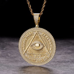 New Wholesale Pendant <b>Necklace</b> Hip Hop Sterling <b>Silver</b> Gold Plated 3a Zircon Iced Out Pendant <b>for</b> <b>Men</b>. - Product Image 2