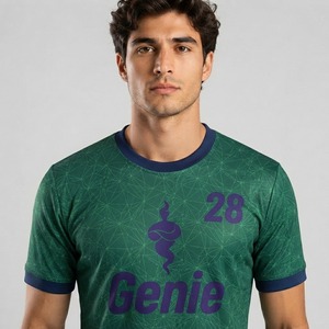 ชุดเสื้อฟุตบอลสีเขียวสำหรับผู้ชาย Genie แบบพิมพ์ลาย Sublimation ผลิตจากโพลีเอสเตอร์ ระบายอากาศได้ดี ชุดกีฬาสำหรับผู้ใหญ่ ชุดยูนิฟอร์มฟุตบอล - Product Image 5