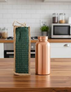 Bouteille d'eau artisanale en cuivre pur |   Grande bouteille en cuivre |   Récipient à eau ayurvédique |   Cadeau de bien-être - Product Image 1