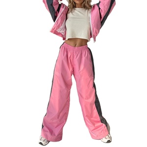 Custom 2025 Women's Full Zipper Casual Track Suit Jogging Windbreaker Jacket Patchwork Windproof Two Piece <b>Pants</b> Set-Unisex - Product Image 1