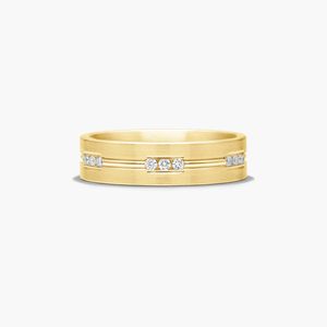 Bague de mariage en or blanc sertie de diamants en trio - Product Image 5