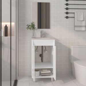 Mobile da Bagno Brady con Specchio a Una Porta e Due Ripiani, Bianco - Product Image 2
