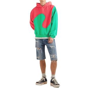 <b>Men</b> Panel Work Hoodie Color Block <b>Pullover</b> Sweatshirt with Contrast Panels Ribbed Cuffs and Adjustable Hood - Product Image 2