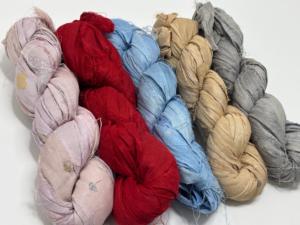 Recycled Sari Silk Ribbon Handmade Textile <b>Yarn</b> for Weaving Crochet Knitting Craft Supplies Wholesale Export - Product Image 2