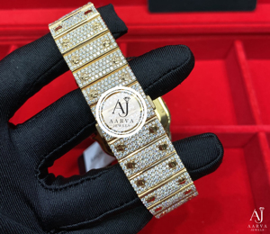 Montre mécanique à cadran carré, bracelet effet glaçon, montre-bracelet aspect diamant pour un cadeau de luxe et une touche de mode - Product Image 6