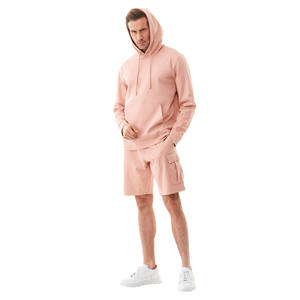 Conjunto de Sudadera con Capucha y Pantalones Cortos para Hombre, 100% Algodón, Transpirable, Cómodo, Elegante, Diseño Sólido, Ropa Casual de Primavera - Product Image 1