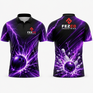 OEM Printed Custom Bowling Jerseys <b>Collar</b> Zipper Breathable Eco-Friendly Sublimation <b>Shirts</b> Four-Way Stretch Quick Dry Team - Product Image 6