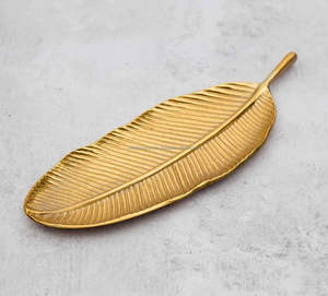 Or Feuille De Bananier Plateau Plateau Décor pour Table et Décoration d'intérieur Pièce Maîtresse pour fruits bougies et autres articles d'arts de la Table support - Product Image 2