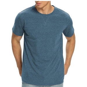 T-shirt vierge uni en gros, col rond personnalisé en polyester et coton, tissu ultra doux pour homme - Product Image 4