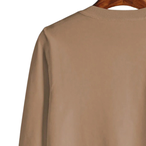 Womens Solid Beige Knit <b>Cardigan</b> <b>Sweater</b> Long Sleeve Button Front Round Neck Casual Chic Tops For Office Daily Wear Easy Style - Product Image 4