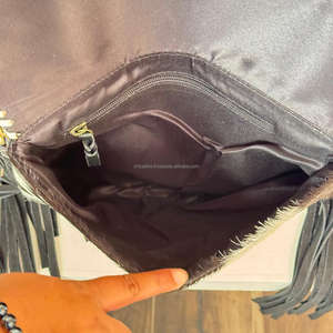 Directo de fábrica, cuero de vaca mecanizado a mano, gran capacidad, flecos, bandolera, bolso de hombro y tarjetero, embrague, conjuntos combinados de 2 piezas - Product Image 5