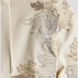 Sweat à capuche unisexe 100 % coton brodé patchwork ODM, épais, confortable, élégant, oversize, en polaire de printemps, haute qualité - Product Image 4