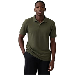 Polo de Manga Corta para Hombre, Color Verde Oliva, Tejido de Algodón, Estilo Casual, Tallas Grandes - Product Image 1
