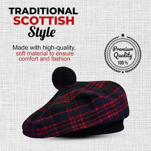 Gorro Escocés Tam o' Shanter con Pompón de Lana, Tartán Macdonald, Venta al Por Mayor - Product Image 6