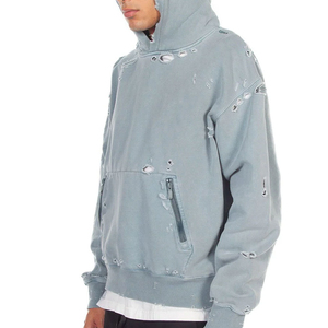 เสื้อฮู้ดดี้ผู้ชายคุณภาพสูงผลิตอย่างมืออาชีพ แบบทำสีซีดสไตล์วินเทจ แขนยาว สั่งทำได้ สำหรับผู้ใหญ่ - Product Image 5