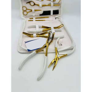 Kit de pinces professionnelles pour extensions de cheveux en micro-perles plaquées or en acier inoxydable avec logo personnalisé, outil professionnel pour extensions de cheveux à bandes adhésives - Product Image 2
