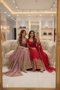 Vestido Anarkali Tradicional para Mujer TENNECY, de Seda Cinon, con Bordado Intenso, Reversible, Antiarrugas, con Dupatta Bordada, para Fiesta - Product Image 3