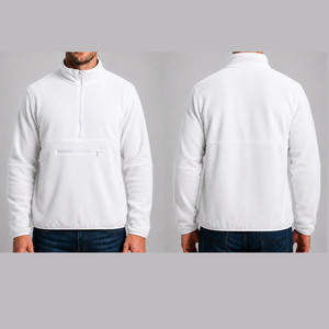 Oversized Loose Fit Solid Color <b>Half</b> Quarter Zipper Sweatshirts With <b>Zip</b> Pocket Winter Warm Tech Fleece <b>Jacket</b> Sweatshirts - Product Image 3