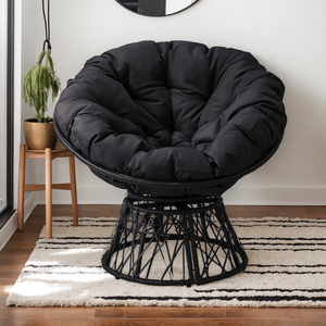 Sedia Papasan Ergonomica Girevole in Vimini da 38 Pollici con Cuscini Spessi Trapuntati, Sedia a Dondolo Girevole a 360 Gradi per Soggiorno e Camera da Letto - Product Image 1