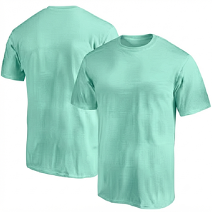 Camiseta de Verano para Hombre de Primera Calidad, Color Verde Menta, 100% Algodón Jersey, Corte Regular, Transpirable, de Secado Rápido, Cuello Redondo, Estilo Deportivo - Product Image 1
