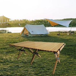 Tavolo da Pranzo Pieghevole Multifunzione in Legno Naturale per Uso Interno ed Esterno - Product Image 2