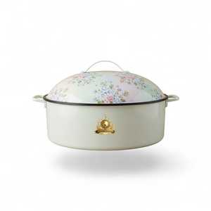 Pastel Green Cooking Pot With Floral Lid Vintage Style Kitchenware With Handles And Gold Emblem Premium Cookware - Product Image 6