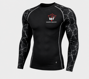 Men's Long Sleeve Rash Guard Black With White Crack Pattern Quick Dry Full Sleeve <b>Compression</b> <b>Shirt</b> for gym ,swim ,and cycling - Product Image 3