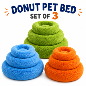<b>Donut</b> Pet <b>Bed</b> Set 3 PCS OEM ODM Custom Logo Soft Plush Dog & <b>Cat</b> Sleeping <b>Beds</b> Direct Manufacturer - Product Image 1
