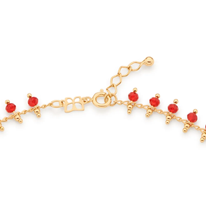 Gold Plated Alloy <b>Choker</b> Necklace With Red Cubic Zirconia Beads Fashion Link Chain Unisex Daily Wear Jewelry Gift - Product Image 1