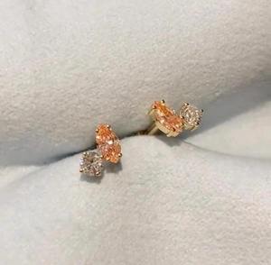 Pendiente de botón de diamante rosa cultivado en laboratorio, arete de cartílago helicoidal de oro de 14K, joyería brillante única para mujer, uso diario - Product Image 3