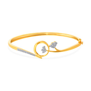 Elegant Floral Diamond Gold Bangle Bracelet for Women | Designer Yellow Gold Bracelet - Product Image 2