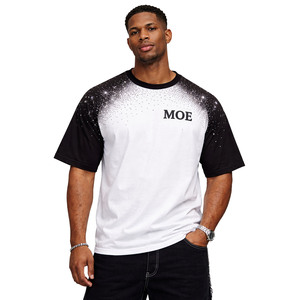 Camiseta Oversize con Degradado de Diamantes de Imitación, Estilo Urbano de Lujo, 100% Algodón 280GSM, Camiseta de Moda para Hombre - Product Image 5