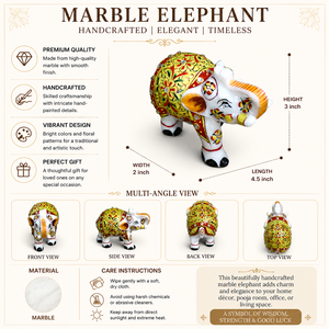 Handcrafted Marble <b>Elephant</b> Figurine | Decorative Hand-Painted <b>Elephant</b> Statue for Home <b>Decor</b> & Gifting - Product Image 6