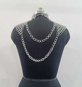 Silver Plated Aluminium Chainmail Collar Fashion Armor Neckwear with Customized Logo Gothic Style Shoulder Coverage - Product Image 1