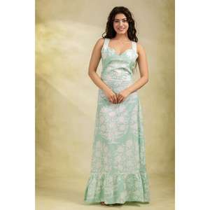 ชุดเดรสยาวผ้าฝ้ายพิมพ์ลายดอกไม้  รักษ์โลก ซักได้ เอวธรรมชาติ  สำหรับฤดูร้อน ผ้าเนื้อนุ่ม ระบายอากาศได้ดี สำหรับผู้หญิง - Product Image 4