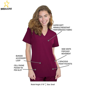 <b>Scrubs</b> for Women - 4 Pocket V-Neck <b>Scrub</b> <b>Top</b>, Stretch Fabric, Easy Care Uniforms - Product Image 2