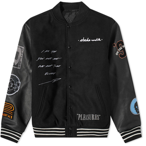Custom Patchwork <b>Men</b> Varsity <b>Jacket</b> Streetwear Embroidery Letterman <b>Jacket</b> Leather Sleeve Unisex Hip Hop Bomber <b>Baseball</b> <b>Jacket</b> - Product Image 1