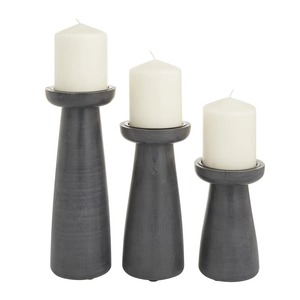 Ensemble de 3 porte-bougie en bois rustique moderne, support décoratif naturel pour bougies, pour centre de table, mariage, à prix avantageux - Product Image 2