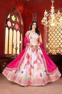 Bridal Lehenga Choli Plus Size Tassel Embroidery Sequence Work Butterfly <b>Net</b> <b>Fabric</b> Eco-Friendly Floor-Length Modern Empire - Product Image 2