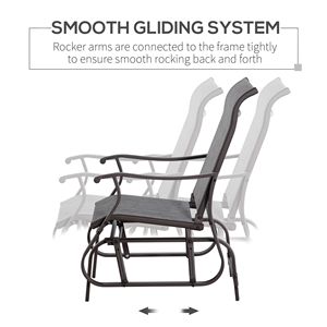 Comoda Sedia a Dondolo da Giardino in Rete con Telaio in Acciaio Grigio per Cortile, Giardino e Portico - Product Image 4