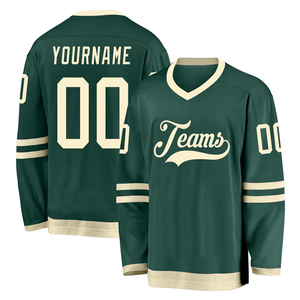 Jersey de Hockey sobre Hielo Sublimado Personalizado para Equipo, Manga Larga, Cuello en V, Cierre de Botones, Transpirable, Absorbe la Humedad, Unisex - Product Image 1