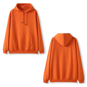 <b>Men's</b> Oversized Hooded <b>Sweatshirt</b> Solid <b>Orange</b> Color Casual Autumn Wear - Product Image 5