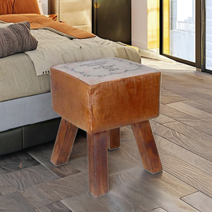 Contemporary <b>Adjustable</b> Black Linen Upholstered Square Ottoman <b>Stools</b> Metal Legs Traditional Design Farmhouse Hotel Bedroom Gym - Product Image 1